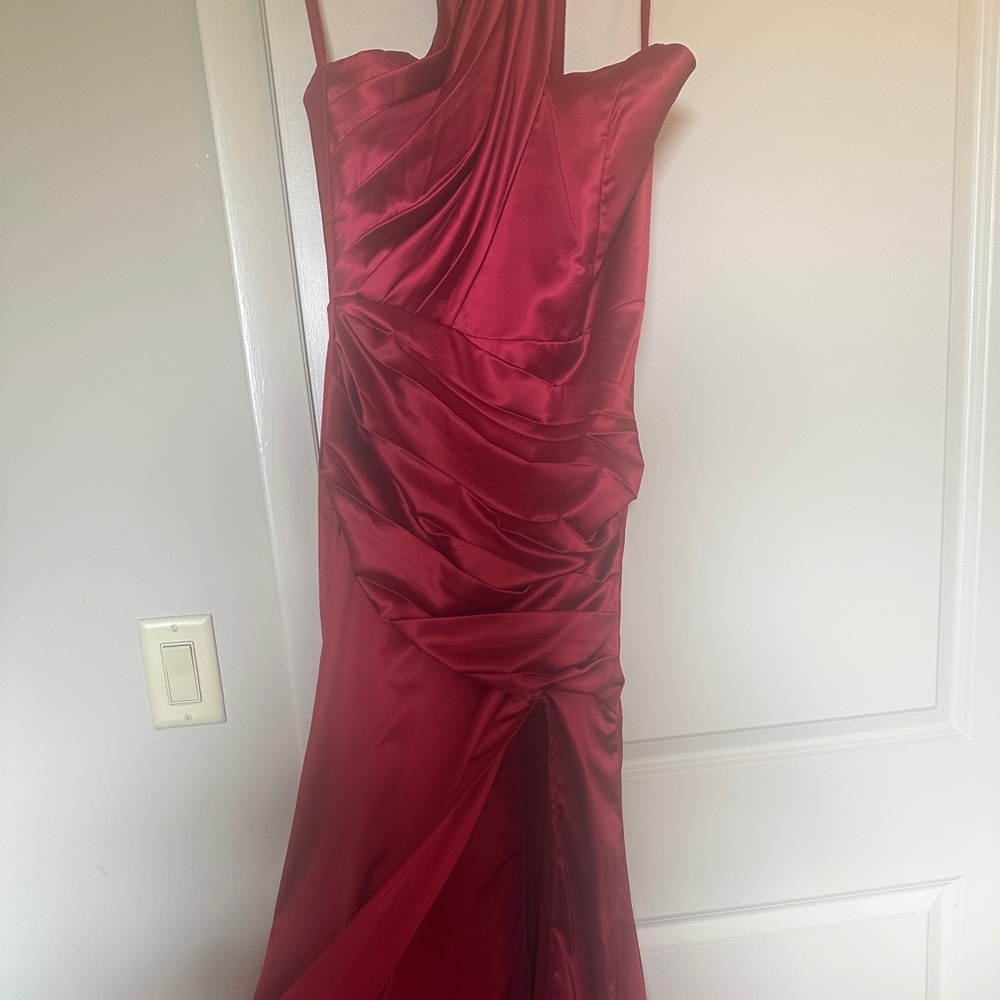 maroon black tie dress